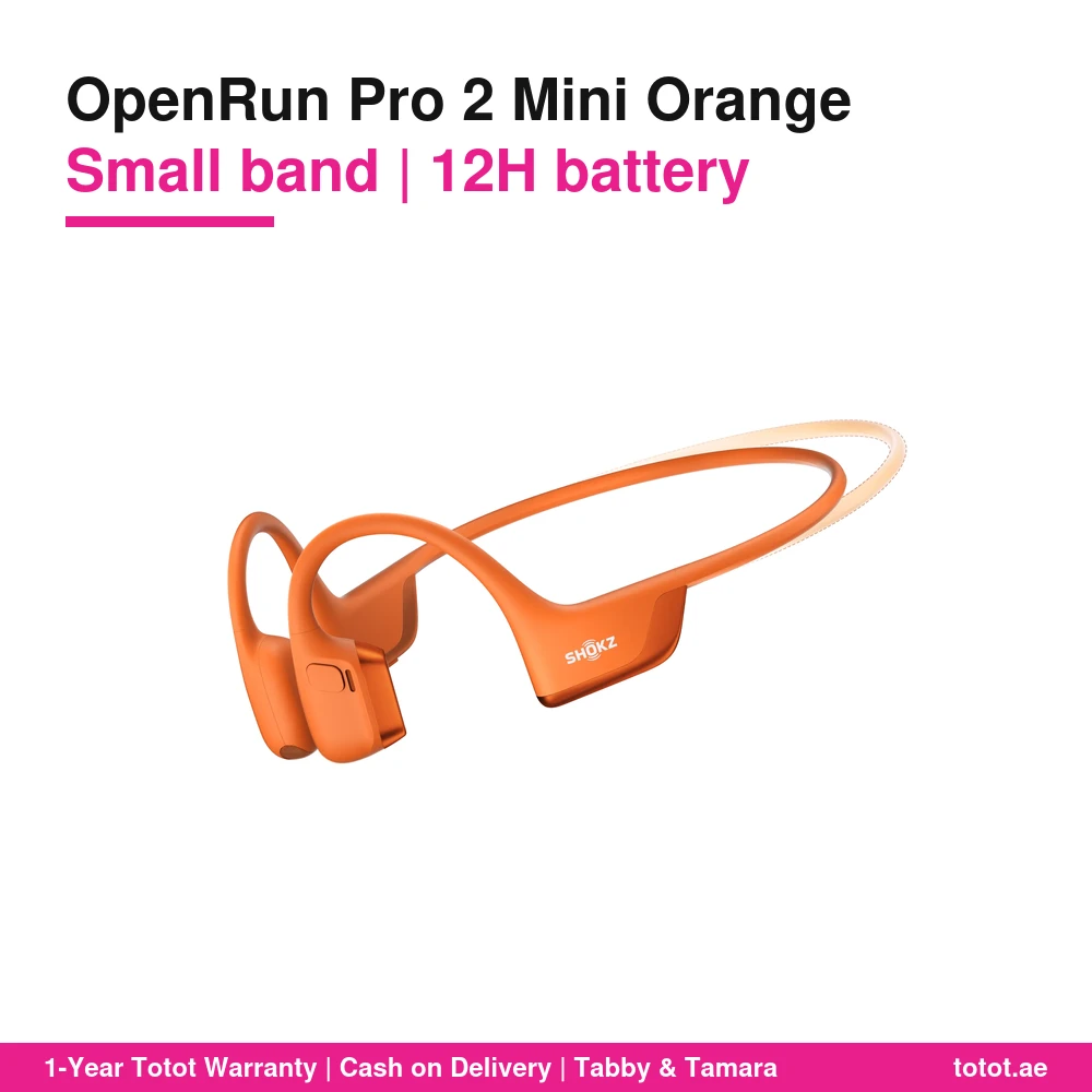 سماعات Shokz OpenRun Pro 2 Mini Orange – سماعات رياضية بالتوصيل العظمي بطوق صغير، جهير DualPitch، بطارية 12 ساعة، IP55، اتصال متعدد 1 Shokz OpenRun Pro 2 Mini Orange