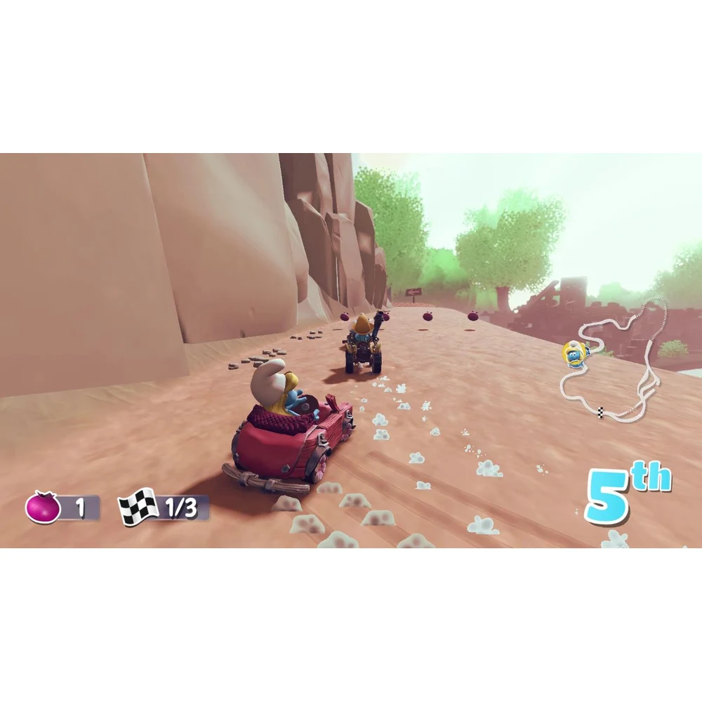 Smurfs 2 in 1 Game Collection Switch – Mission Vileaf 3D Platformer + Smurfs Kart, 4-Player Split-Screen Racing, 12 Tracks, Physical EU Edition 9 Split-screen race in Smurfs Kart on Switch