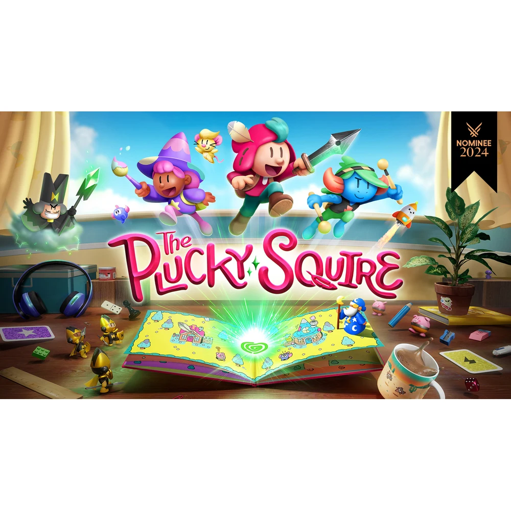 The Plucky Squire Switch – Storybook Adventure Between 2D and 3D, Puzzles, Jetpack Flights, Badger Boxing, Physical EU Edition 6 The Plucky Squire Switch key art with Jot leaping out of the storybook