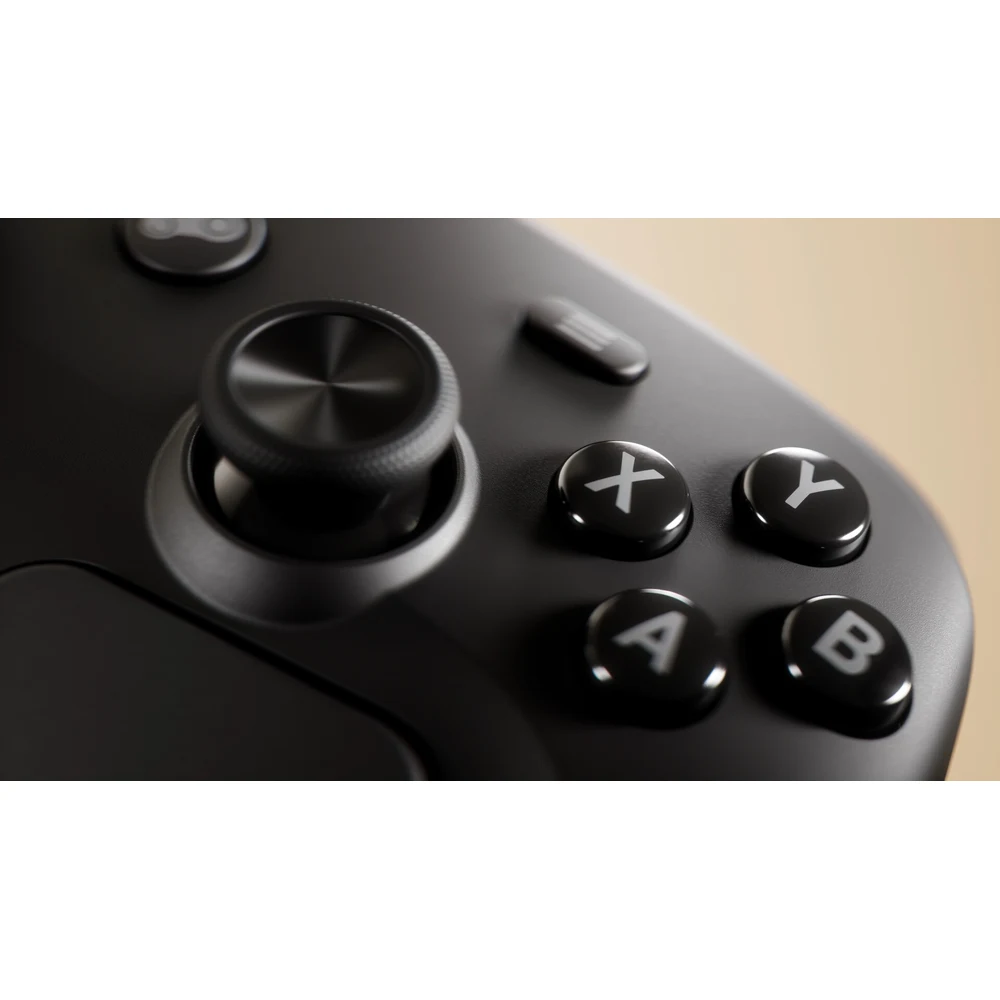 يد تحكم Valve Steam Controller (2026) - عصي مغناطيسية TMR، لوحتا لمس بردود فعل لمسية، جيروسكوب Grip Sense وبطارية تتجاوز 35 ساعة 13 الأزرار الخلفية ومناطق Grip Sense