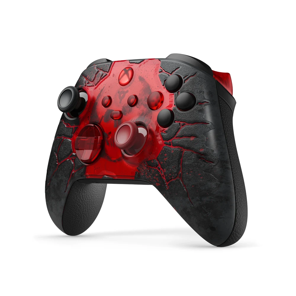 يد تحكم Gears of War E-Day من Xbox - إصدار محدود بشقوق محفورة بالليزر وزنادين أحمرين شفافين، لـ Xbox Series X|S والكمبيوتر 11 يد تحكم Gears of War E-Day مع الشقوق الحمراء المحفورة بالليزر