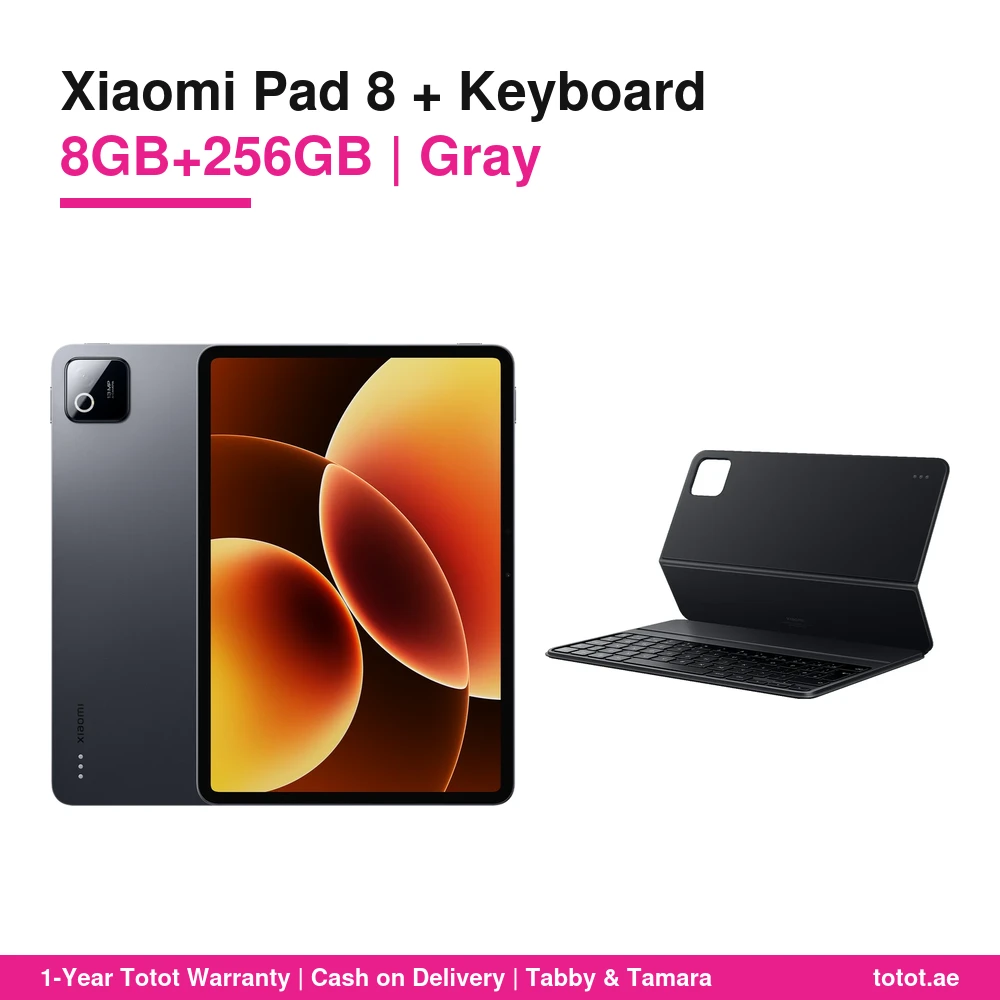 Xiaomi Pad 8 Keyboard Bundle 8GB/256GB Gray – Snapdragon 8s Gen 4, 11.2" 3.2K 144Hz Screen, 9200mAh, Official Pogo-Pin Keyboard Case 1 Xiaomi Pad 8 Keyboard Bundle