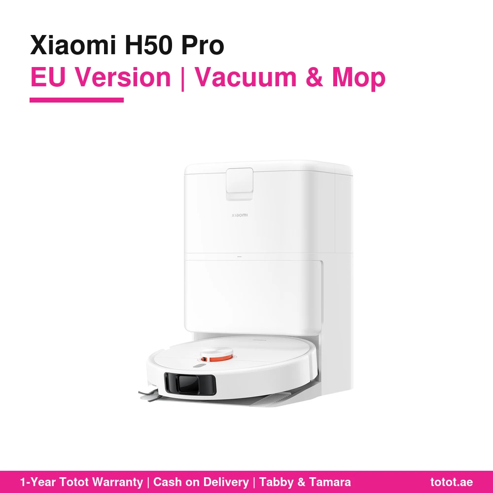 مكنسة Xiaomi H50 Pro – شفط حتى 15000 باسكال، فرشاة جانبية وذراعا ممسحة تمتد للحواف، تجفيف بالهواء الساخن، خزانا ماء 4 لترات 1 Xiaomi Robot Vacuum H50 Pro