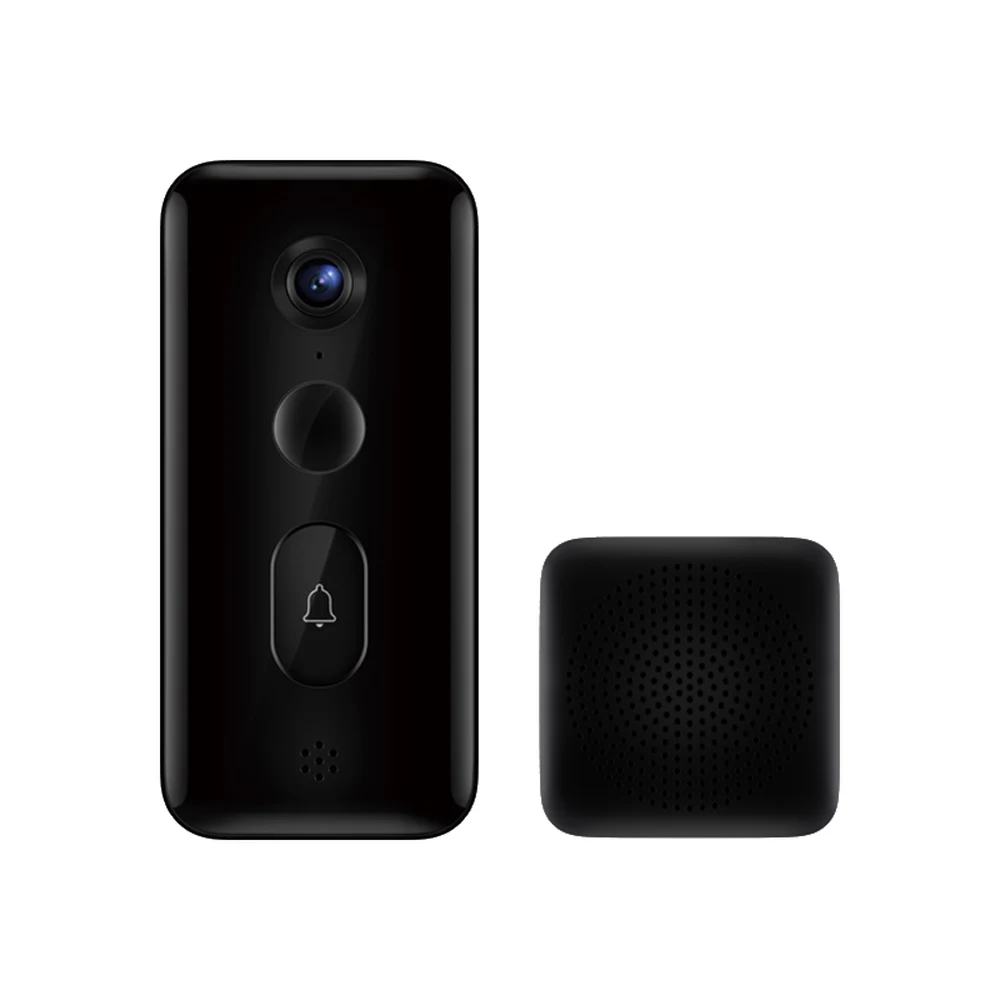 جرس باب Xiaomi Smart Doorbell 3 – فيديو 2K، زاوية قطرية 180°، رصد الأشخاص بالذكاء الاصطناعي، بطارية 5200 مللي أمبير حتى 4.8 أشهر، جرس داخلي لاسلكي 7 جرس باب Xiaomi Smart Doorbell 3 من الأمام مع الجرس الداخلي اللاسلكي