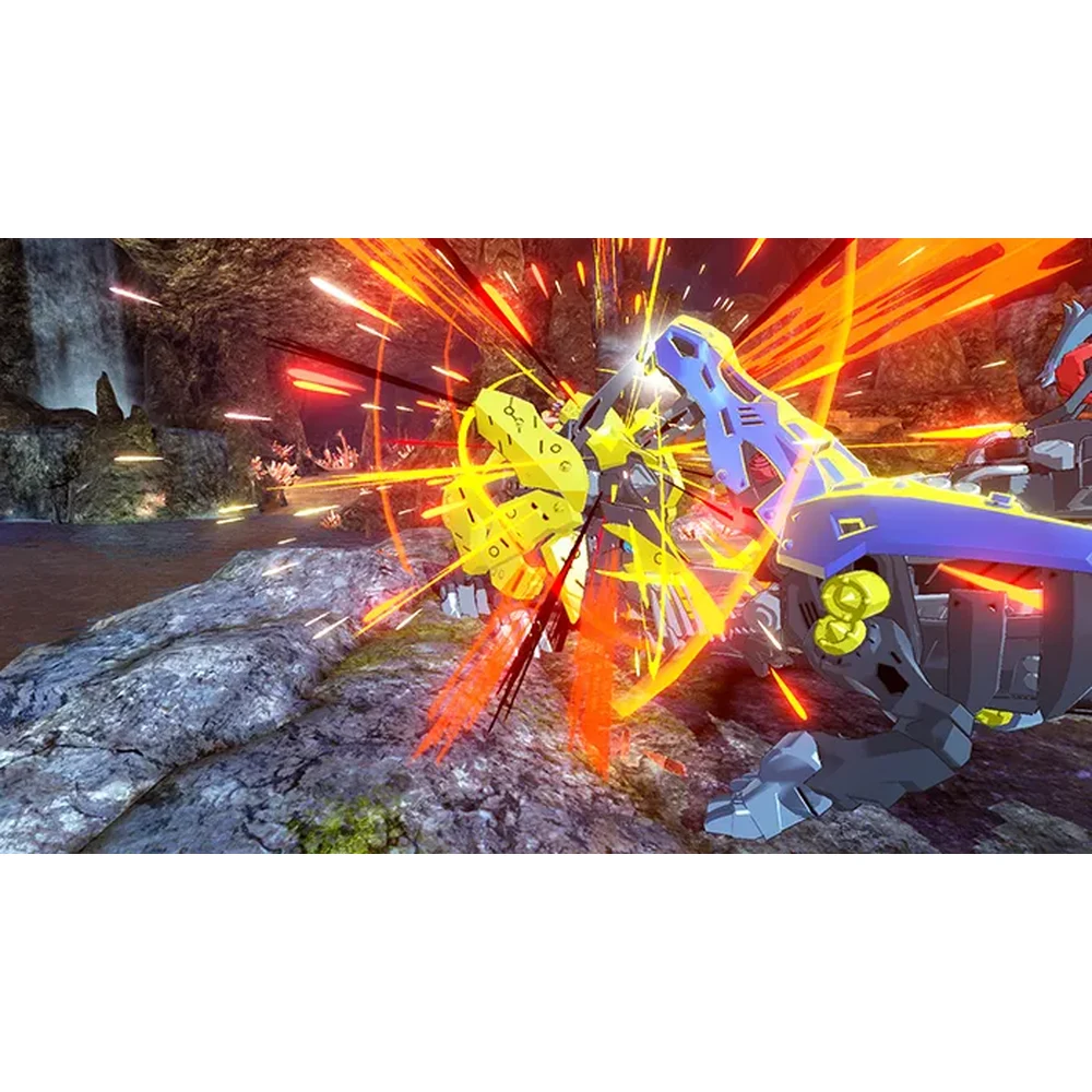 Zoids Wild Blast Unleashed Switch – Anime-Faithful 3D Mecha Battles, Wild Blast Power, 4 Game Modes, 2-Player Local, PEGI Edition 7 Two Zoids clash in an arena in Zoids Wild Blast Unleashed on Nintendo Switch