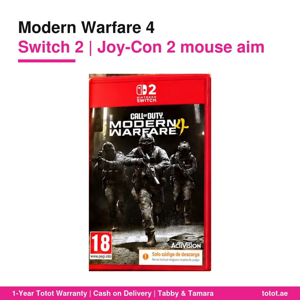 لعبة Call of Duty Modern Warfare 4 لجهاز Switch 2 – نسخة مطوّرة للجهاز، وتصويب بفأرة Joy-Con 2 والجيروسكوب، ولعب محمول، وحملة ولعب جماعي وDMZ، النسخة القياسية 1 Call of Duty Modern Warfare 4 Switch 2 box