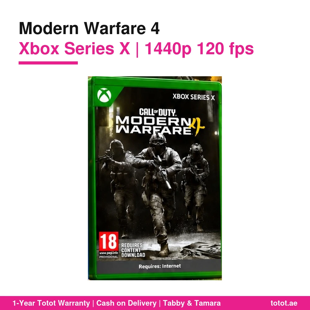 لعبة Call of Duty Modern Warfare 4 لجهاز Xbox Series X – حملة الحرب الكورية، ودقة 4K بسرعة 60 إطاراً أو 1440p بسرعة 120 إطاراً، ودعم لوحة المفاتيح والفأرة، وطور DMZ، نسخة على قرص 1 Call of Duty Modern Warfare 4 Xbox Series X box