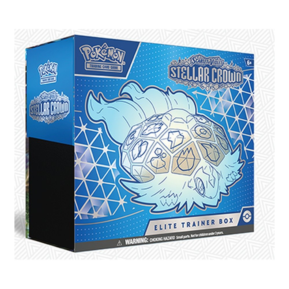 Pokémon TCG Stellar Crown Elite Trainer Box – 9 Booster Packs, Noctowl Full-Art Promo, 65 Stellar Terapagos Sleeves, 45 Energy Cards, TCG Live Code 2 Stellar Crown Elite Trainer Box - official box render