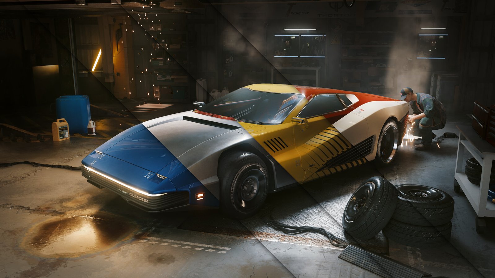 Cyberpunk 2077 screenshot with lighting and reflections